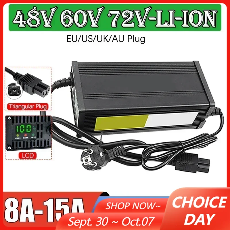 72V 15A Fast Charger - Chargeur de batterie au Lithium pour